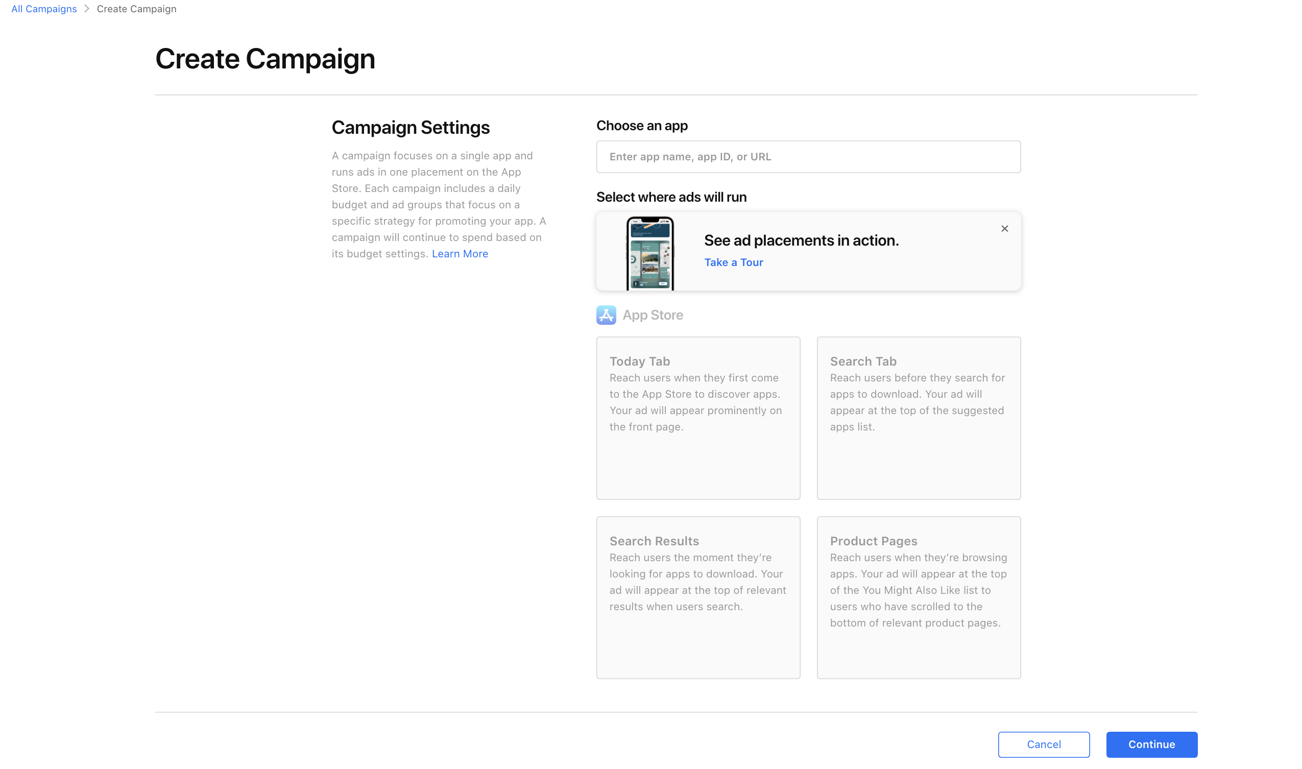 apple-search-ads-campaign-set-up-page